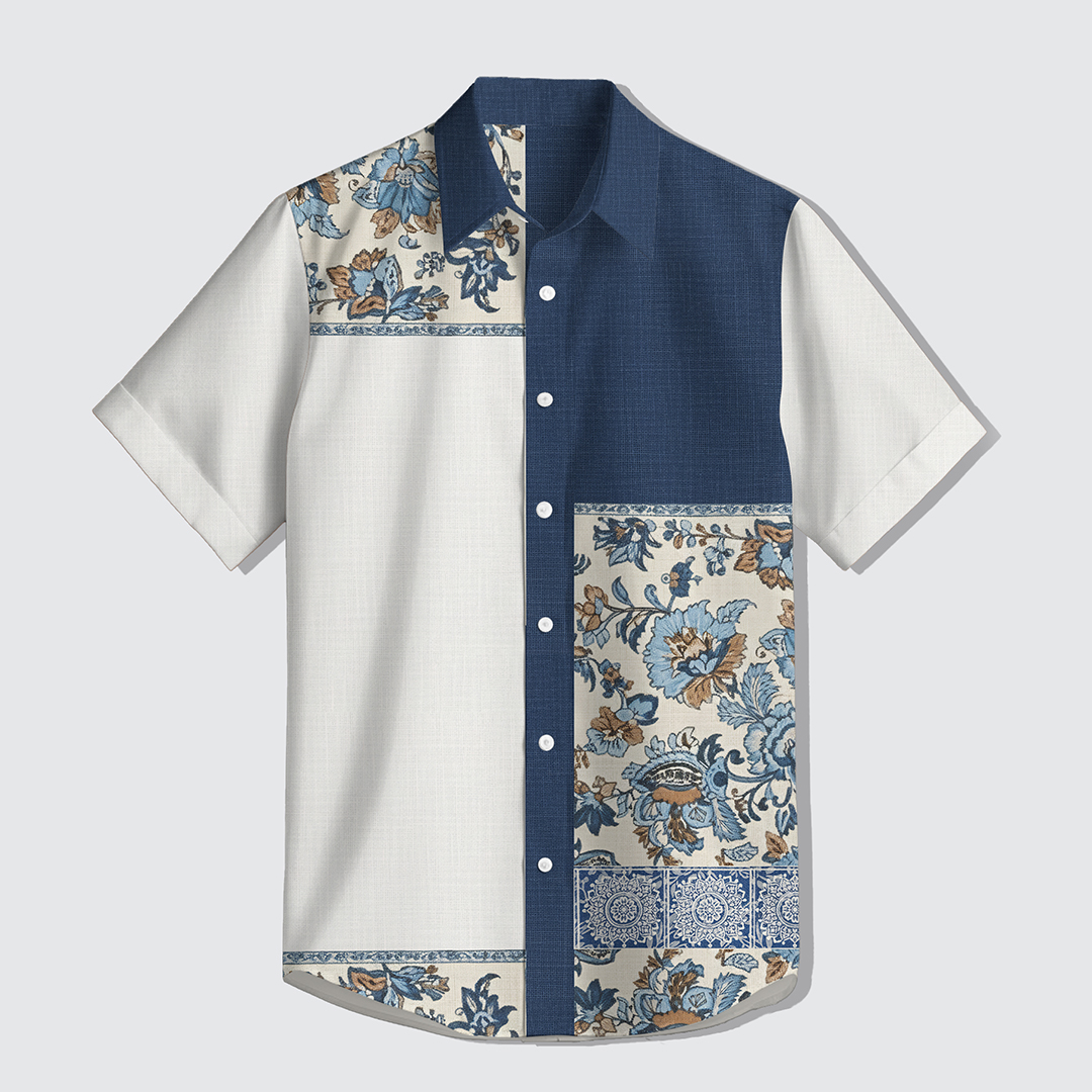 Bikin Kemeja Pria Custom Keren Terkini 2 Navy Botanical Patch